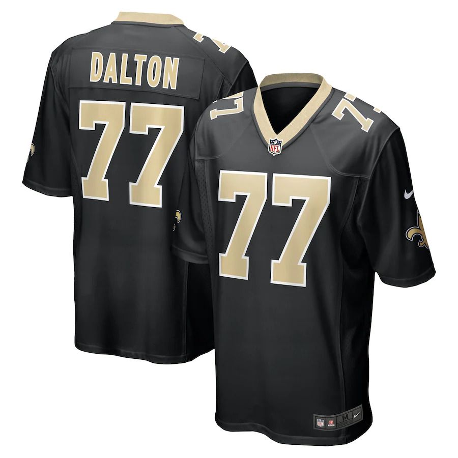 Men New Orleans Saints #77 Jalen Dalton Nike Black Game NFL Jersey